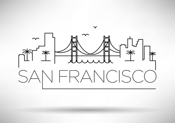 طراحی تایپوگرافی خط سیلوئت شهر سانفرانسیسکو