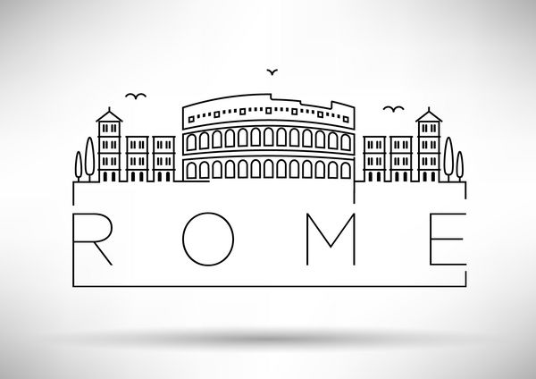 طراحی تایپوگرافی خط سیلوئت شهر رم