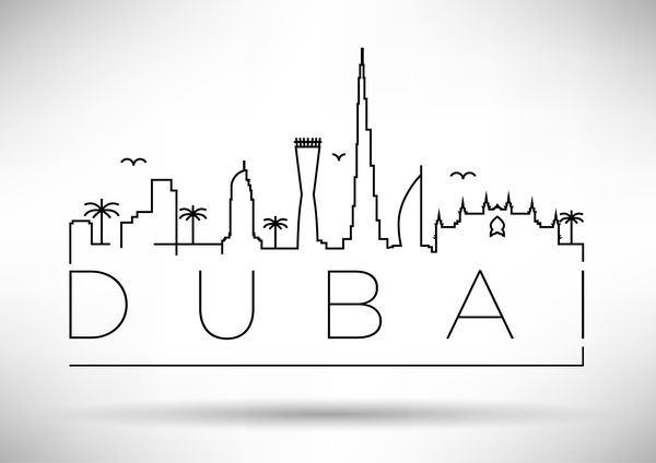 طراحی تایپوگرافی خط سیلوئت شهر دبی