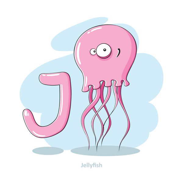 کارتون الفبا - حرف J با چتر دریایی خنده دار
