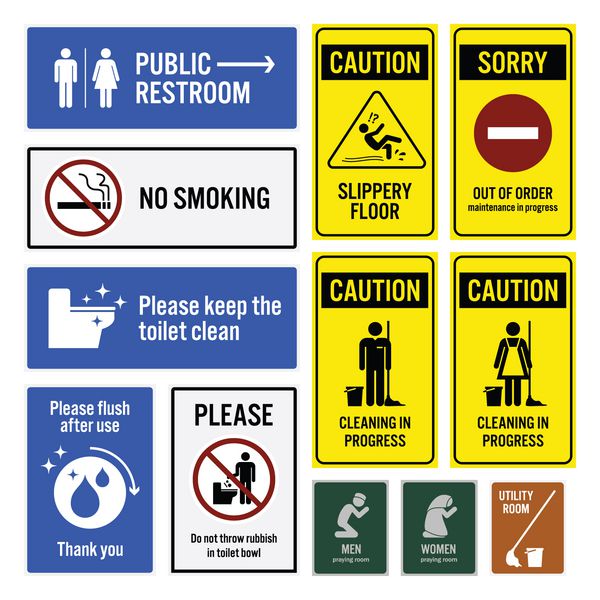 تابلوهای علامت هشدار توالت و توالت