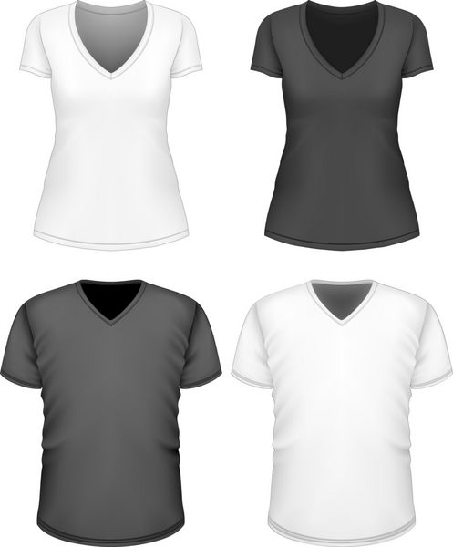تی شرت آستین کوتاه زنانه و مردانه یقه V