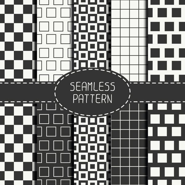 مجموعه ای از الگوی بدون درز تک رنگ هندسی با مربع مکعب