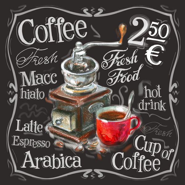 قالب طراحی لوگو قهوه وکتور اسپرسو نوشیدنی تازه یا