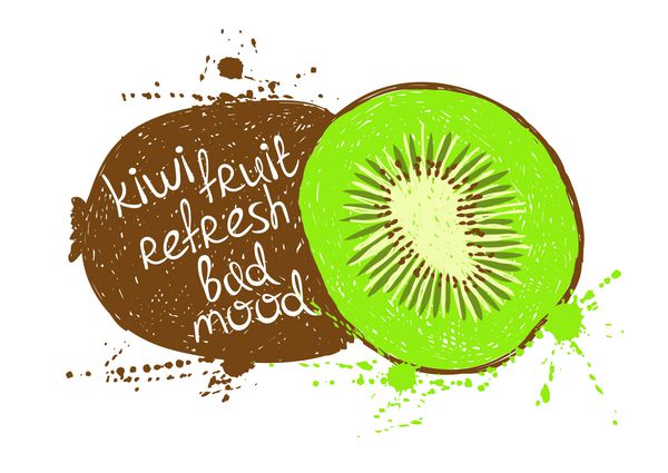 تصویری از شبح میوه کیوی قهوه ای سبز جدا شده