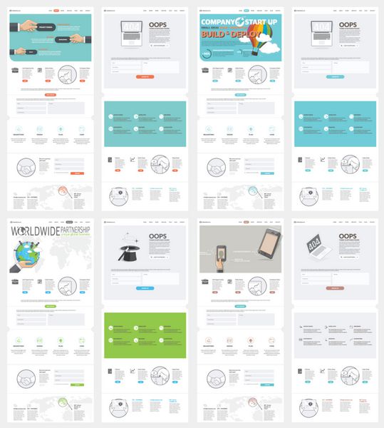 مجموعه ای از قالب های وب سایت تخت برای شرکت های تجاری