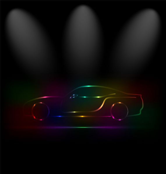 شبح ماشین رنگارنگ در تاریکی