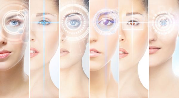 زنان با لیزر دیجیتال هولوگرام بر روی چشمان خود