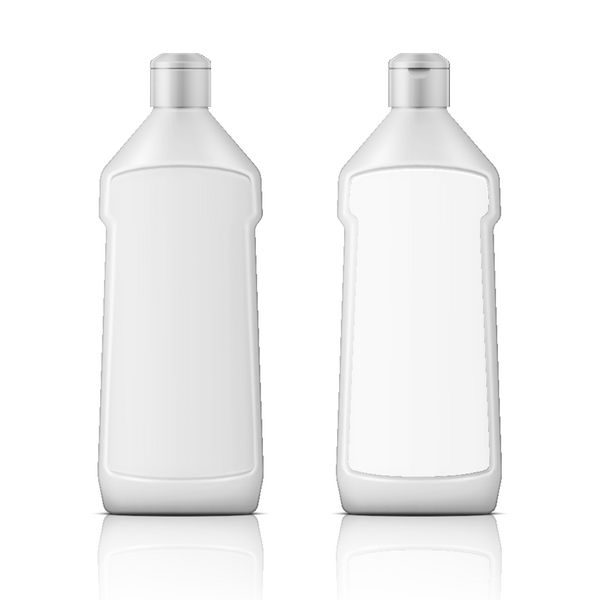 بطری پلاستیکی سفید برای سفید کننده با برچسب