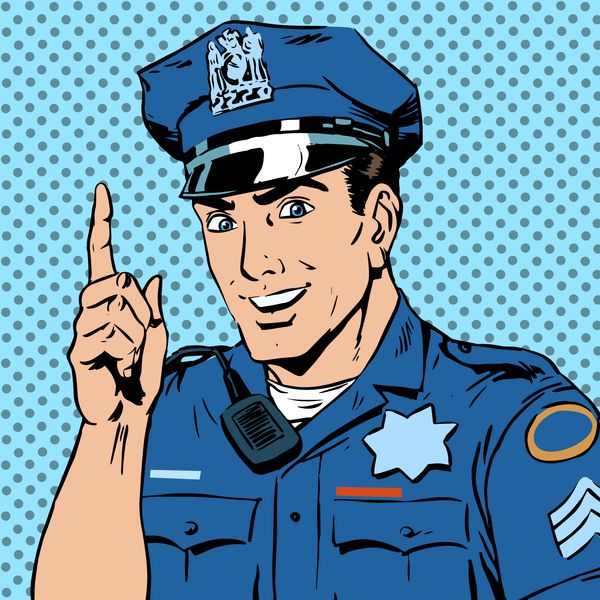 افسر پلیس هشدار می دهد جلب توجه حرفه ای قانون لبخند و یا