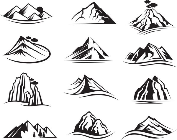 مجموعه ای از دوازده نماد کوه