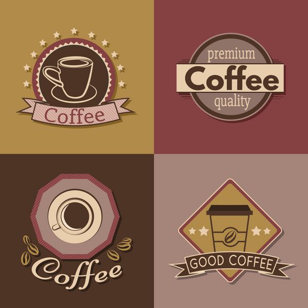 مجموعه ای از برچسب قهوه نشان و لوگو برای طراحی