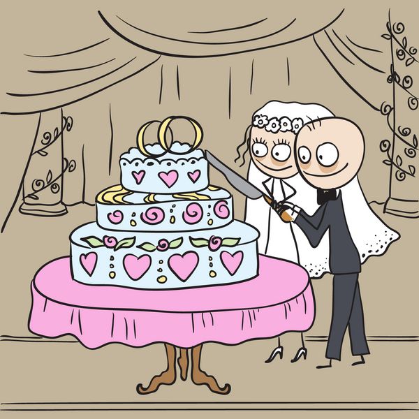 برش کیک عروس و داماد