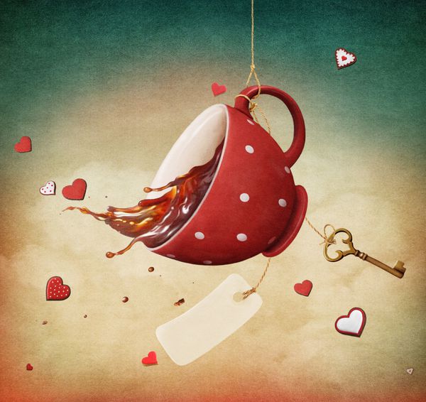 تصویر فانتزی با فنجان چای قرمز