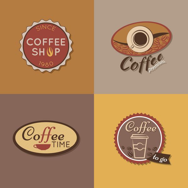 مجموعه ای از برچسب قهوه نشان و لوگو برای طراحی