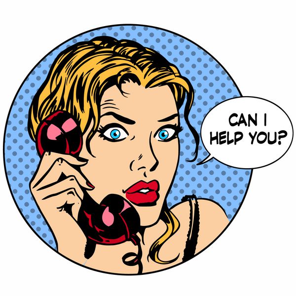 زن تلفن ارتباط گفت من می توانم به شما کمک کنم سرویس کار تجاری