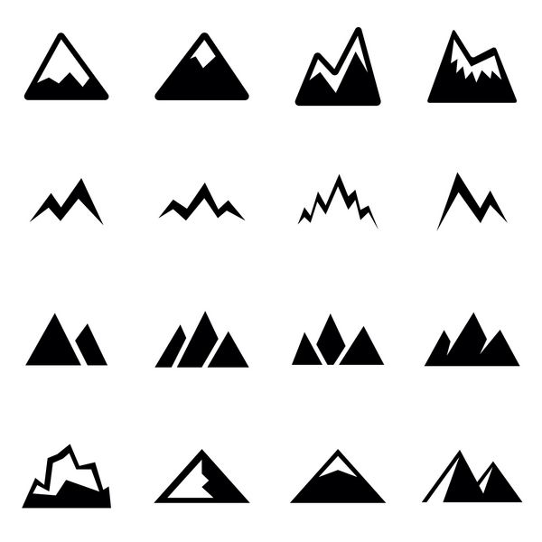 مجموعه آیکون کوه های سیاه وکتور
