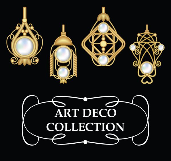 مجموعه ای از گوشواره های طلایی زیبا با تزئینات هنری مروارید طراحی متقارن کلاسیک جواهری برای مناسبت های جشن