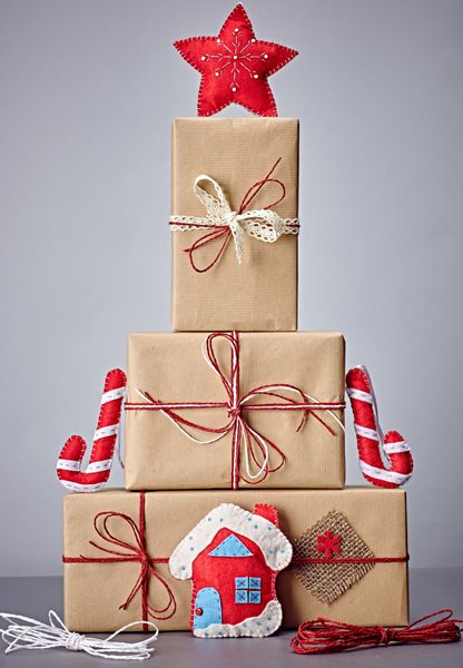 جعبه های هدیه پشته صنایع دستی تزئینات کریسمس