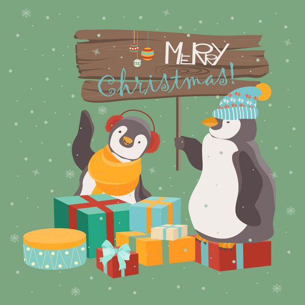 دوستان پنگوئن های بامزه ای که کریسمس را جشن می گیرند