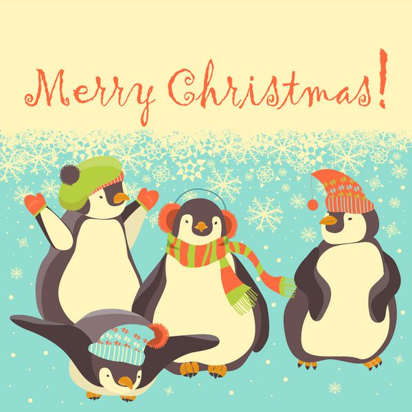 دوستان پنگوئن های بامزه ای که کریسمس را جشن می گیرند