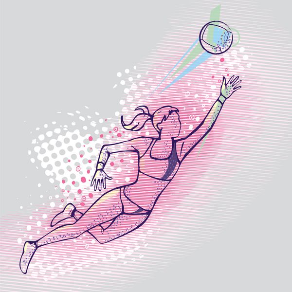 تصویر یک والیبالیست در حال پریدن