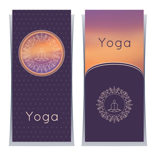وکتور تصویر یوگا پوسترهای یوگا با تزئینات گل و شبح یوگی طراحی هویت برای استودیو یوگا مرکز یوگا یا کلاس الگوی SPA سالن زیبایی کلینیک آیورودا به سبک لوکس