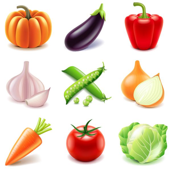 مجموعه وکتور آیکون سبزیجات