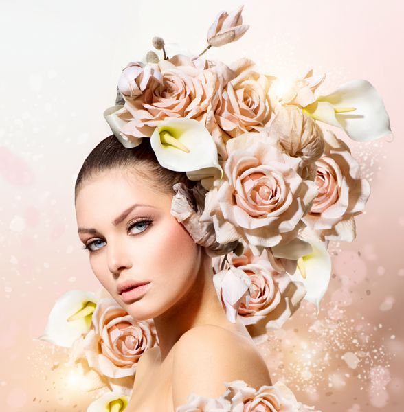 مدل زیبای مد دختر با موهای گل عروس آرایش خلاقانه و مدل مو مدل مو دسته گل های زیبا