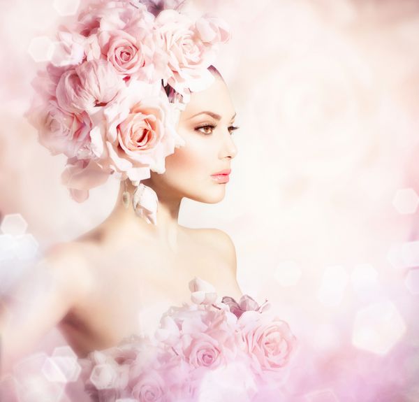 مدل زیبای مد دختر با موهای گل عروس آرایش خلاقانه و مدل مو مدل مو دسته گل های زیبا