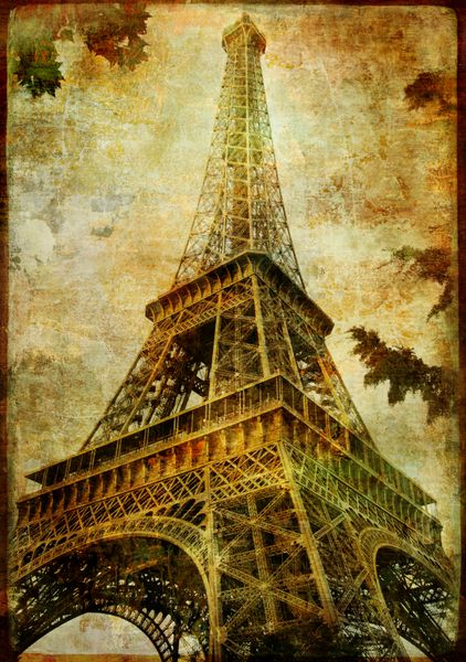 برج ایفل - تصویری با رنگ هنری به سبک رترو