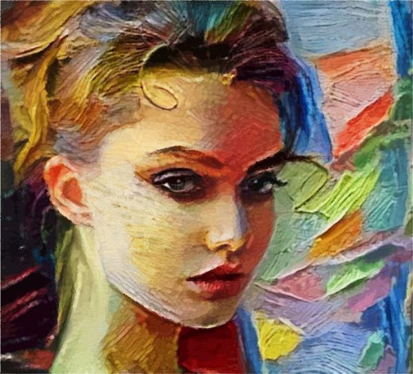 نقاشی دیجیتال دختر زیبا با آرایش رنگی