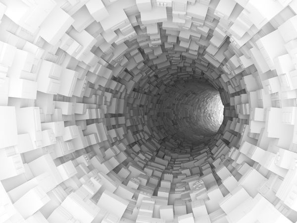چرخش داخلی تونل سفید با بخش های اکسترود شده تکنولوژیکی تصویر سه بعدی دیجیتال