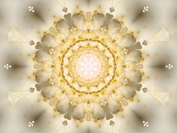 ماندالا به شکل خورشید فراکتال طلایی اثر هنری دیجیتال برای طراحی گرافیکی خلاقانه