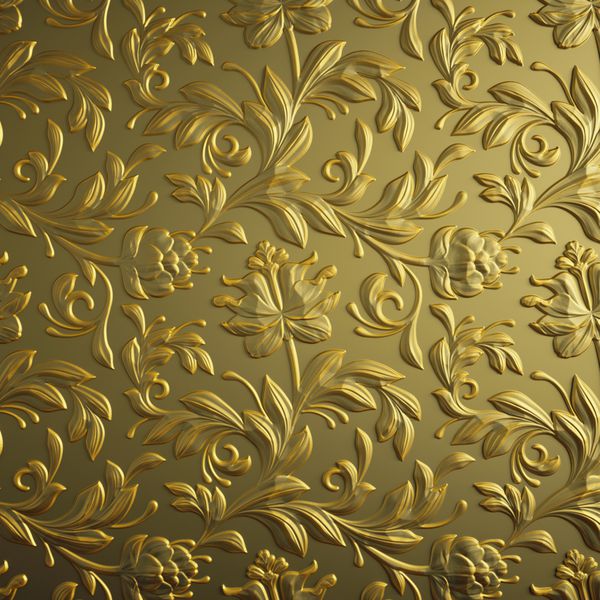 پس زمینه گل طلایی فویل طلایی الگوی گل برجسته کاغذ بافت انتزاعی سه بعدی