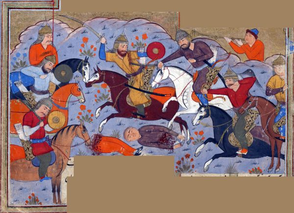 نیویورک - 12 دسامبر 2015 - منوچیهر و ارتشش نیروهای کاکوی نوه ضحاک را شکست دادند مینیاتور ایرانی از شاهنامه