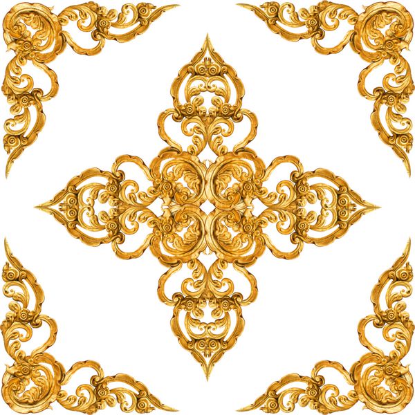 الگوی گل گچبری طلایی