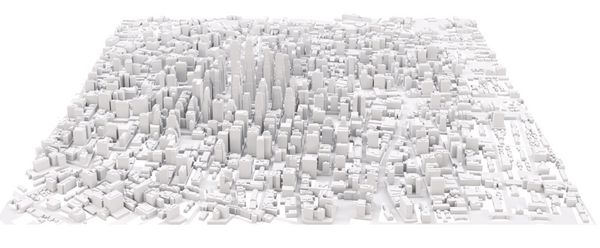 شهر مدرن سفید جدا شده روی سفید رندر سه بعدی