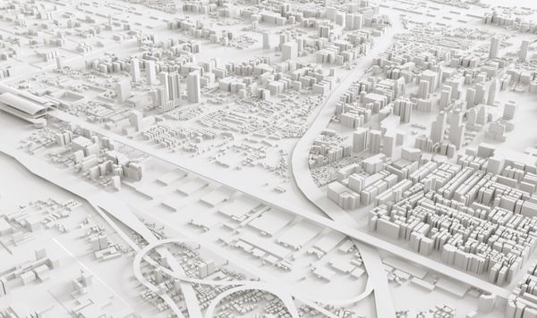 رندر تصویر سه بعدی نمای هوایی پس زمینه منظره شهری