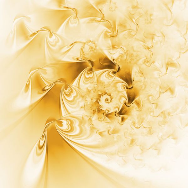 موج طلایی طراحی مارپیچی با جزئیات انتزاعی هنر فراکتال فانتزی رندر سه بعدی