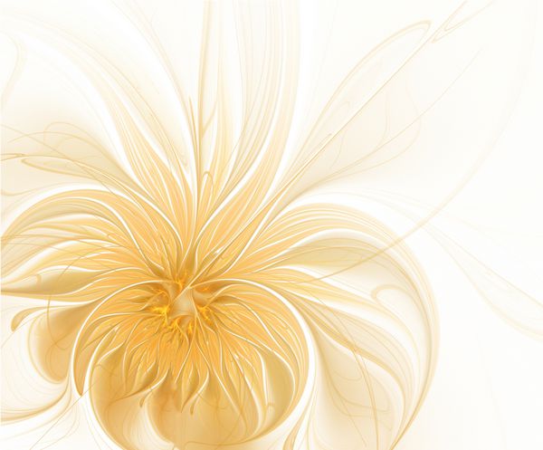 گل طلایی انتزاعی در پس زمینه سفید فراکتال