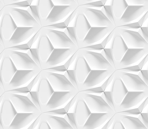 بافت هندسی بدون درز سفید سبک کاغذ اوریگامی عناصر شش ضلعی پس زمینه رندر سه بعدی