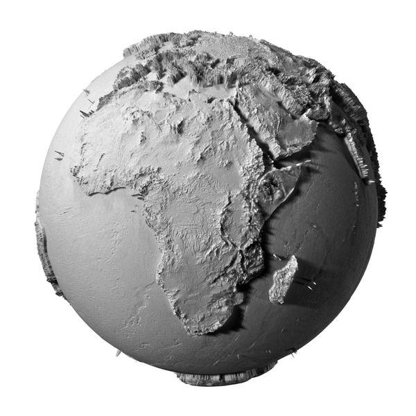 مدل واقعی سیاره زمین جدا شده در پس زمینه سفید - آفریقا تصویر سه بعدی