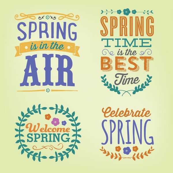 مجموعه وکتور بهار بهار در هوا است بهار بهترین زمان است جشن بهار وکتور بهار خوش آمدید