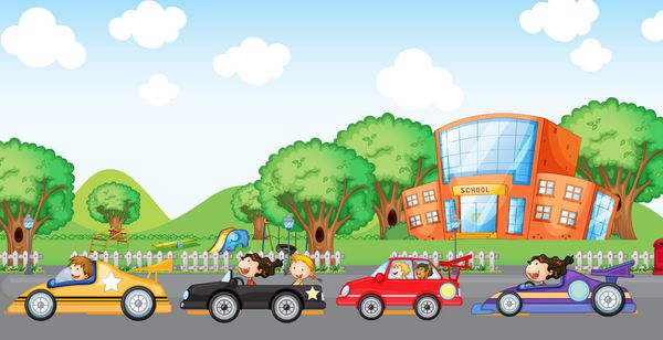 تصویری از مسابقه اتومبیل رانی کودکان