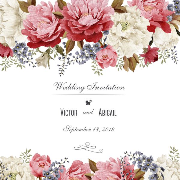کارت پستال با گل داودی و گل صد تومانی آبرنگ می تواند به عنوان کارت دعوت برای عروسی تولد و دیگر پس زمینه تعطیلات و تابستان استفاده شود