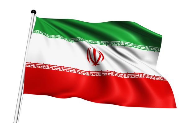 پرچم ایران با ساختار پارچه ای در زمینه سفید
