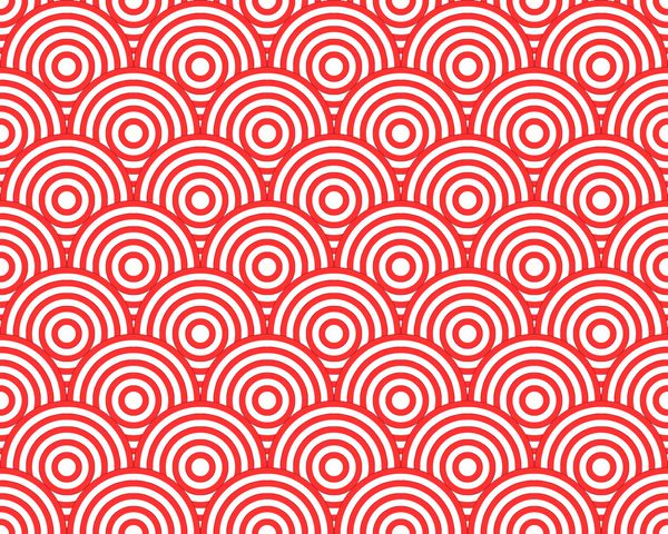 الگوی انتزاعی دایره های متحدالمرکز قرمز و سفید یکپارچه قابل تکرار وکتور