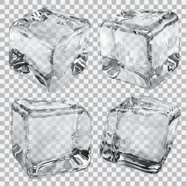 مجموعه چهار تکه یخ شفاف در رنگ های خاکستری
