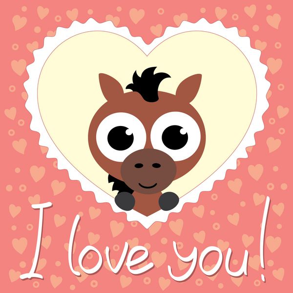 دوستت دارم اسب ناز در قلب متن دست نویس کارت روز ولنتاین